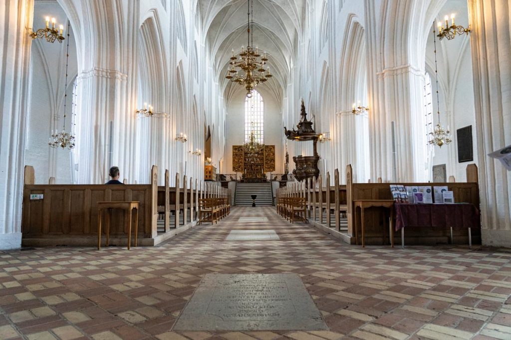 Odense Cathedral, a beautiful view through the nave.